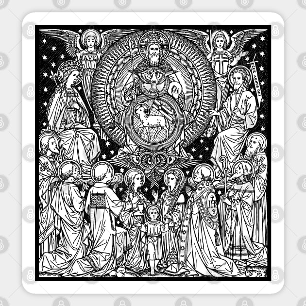 Holy Trinity 02 | Line Art | Black & White | Father Son Holy Spirit | Saints | Angels | Lamb | Dove Sticker by DeoGratias